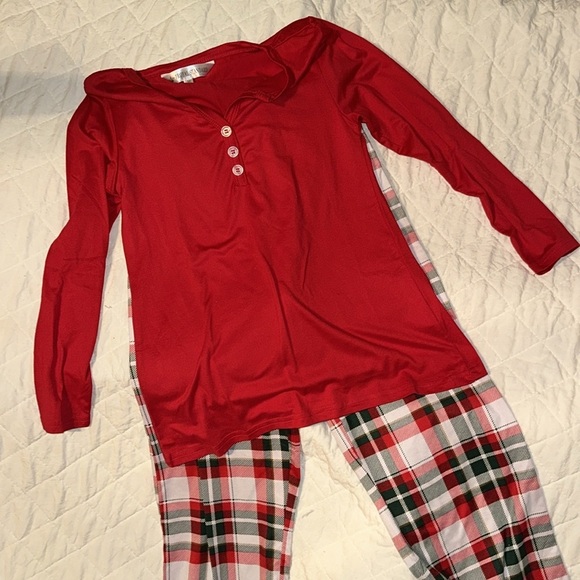 ROYAL STANDARD MANSFIELD PLAID RUFFLE SLEEP PANTS & RED TOP GIRLS M (8) - Picture 2 of 8